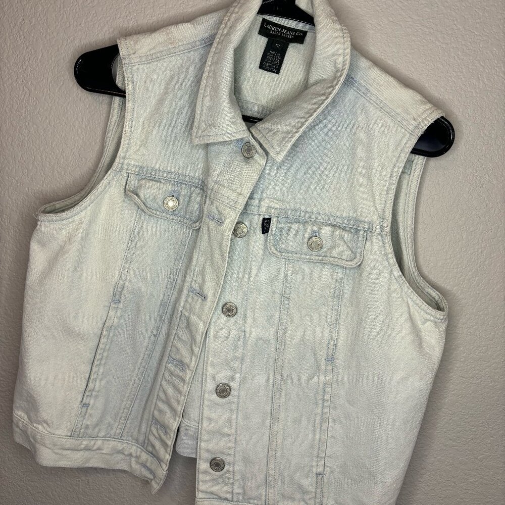 Lauren Jean Co Ralph Lauren Light Wash Denim Vest